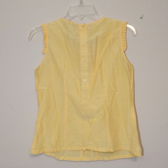 Twist Silk and Cotton Yellow Ruffle Sleeveless Blouse Size 8 - Picture 2 of 5